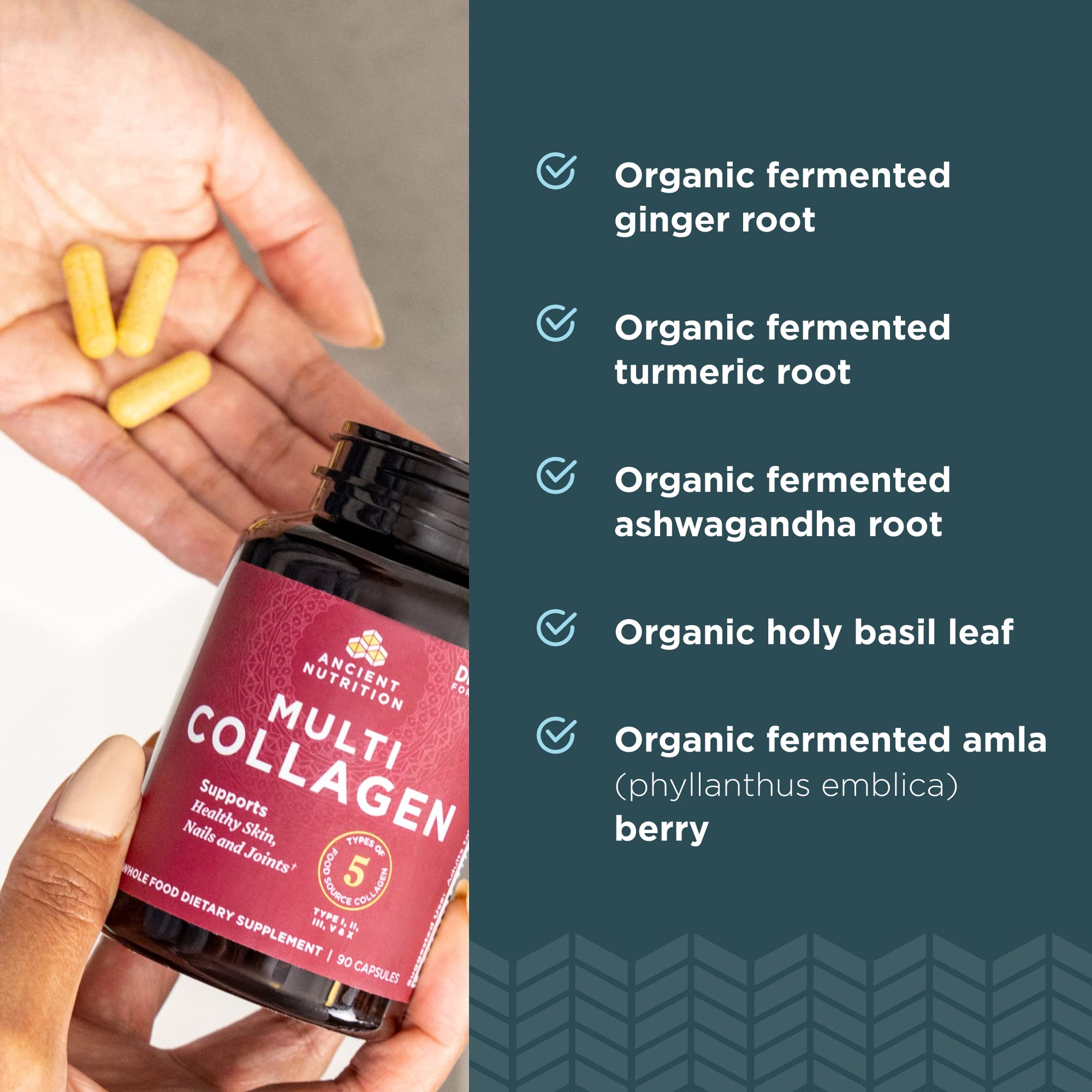 Contrôle-labo Ancient Nutrition Collagen Pills : qualité et sécurité vérifiées.