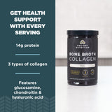 Ancient Nutrition Collagen Poudre Source Ingrédients — trois types de collagène issus de poulet, bœuf et dinde.