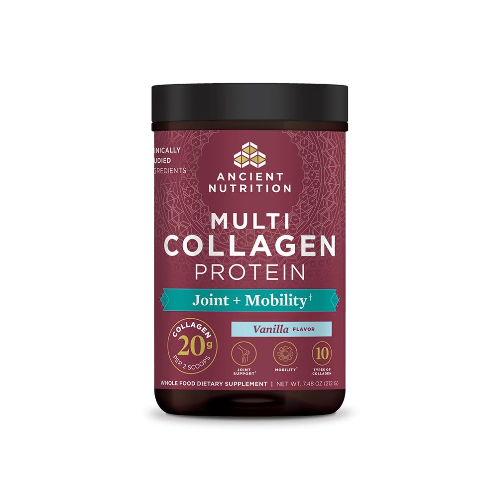 Ancient Nutrition Collagene Multi-Protéine vanille flacon — idéal avec smoothie quotidien
