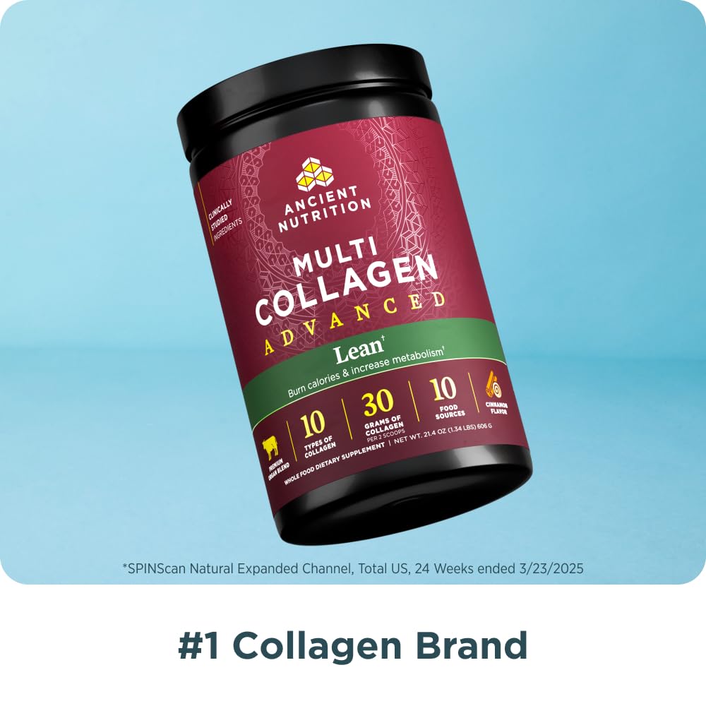 Ancient Nutrition cuillere-dose poudre collagene hydrolysee, dosage facile après repas.