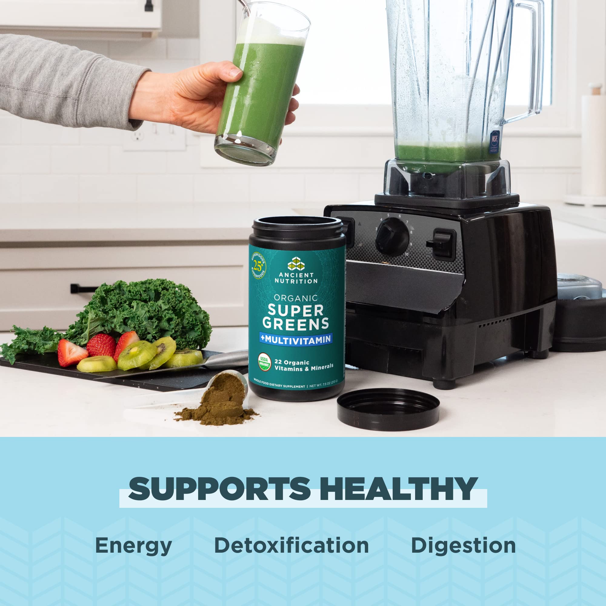 Ancient Nutrition etiquette bio certifie, emballage biologique et naturel