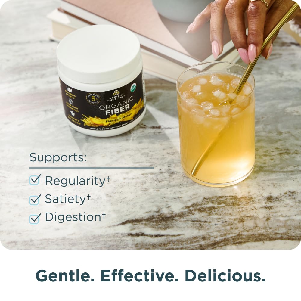 Ancient Nutrition Fibre Organique Ananas Mangue – smoothie prêt à déguster, favorise la satiété