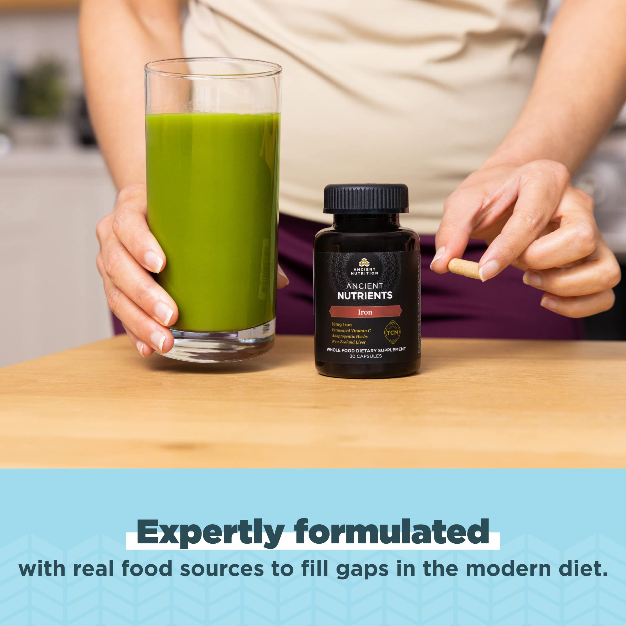 Foie bovin présent dans ANCIENT NUTRITION Fer : nutriments essentiels.