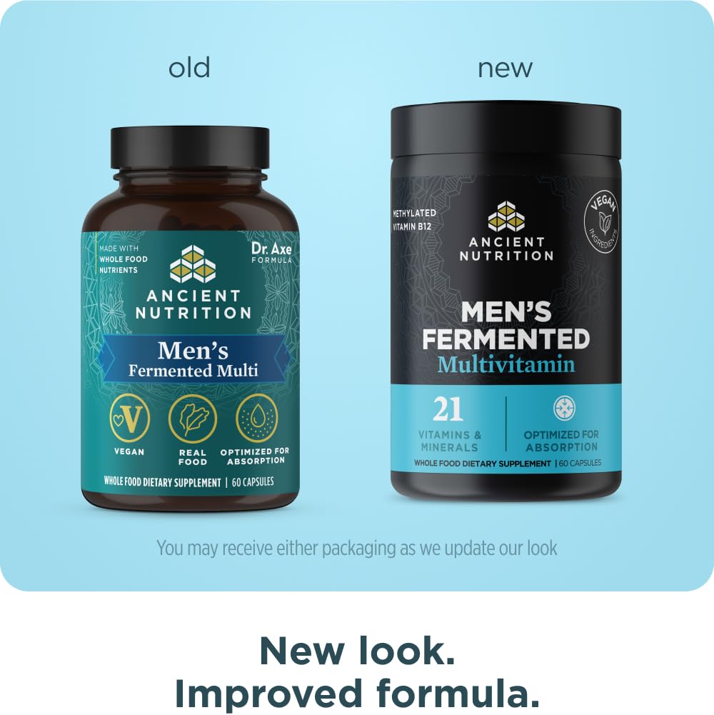 Ancient Nutrition Hommes Multivitamine — capsules prêtes à l'emploi pour soutien immunitaire.