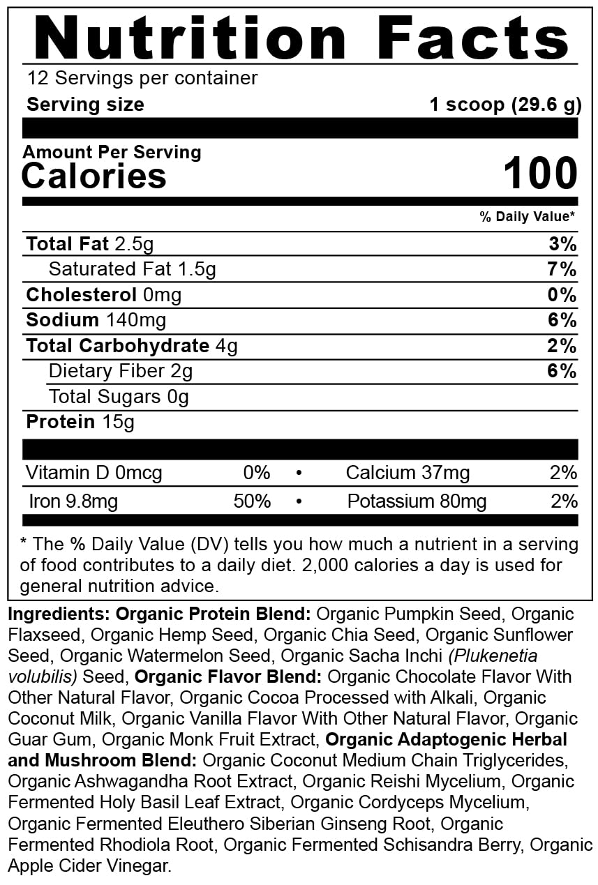 Ingrédients biologiques et super-aliments présents dans Plant Based Protein+.