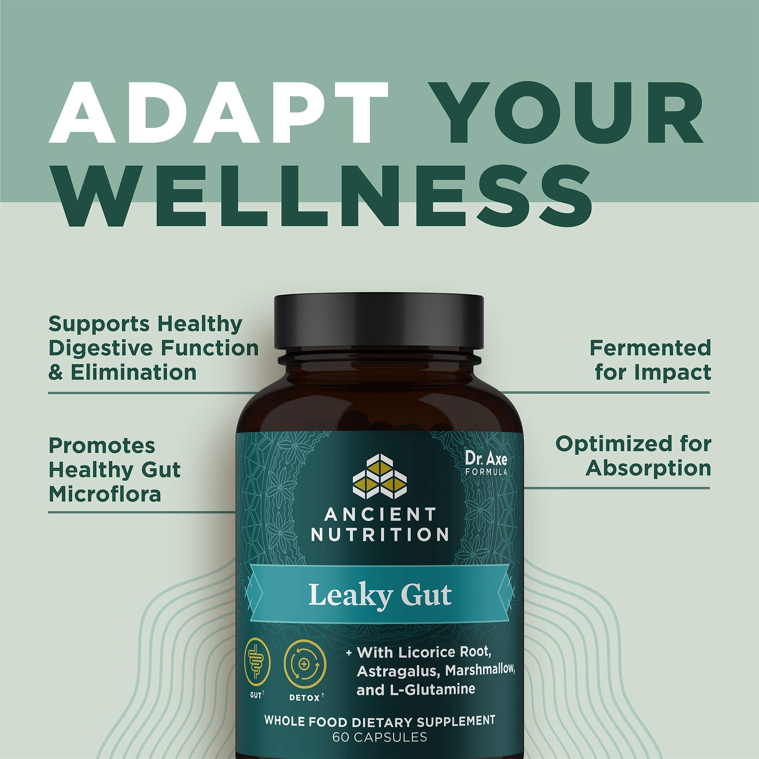 Ancient Nutrition Leaky Gut Capsules usage: prise quotidienne avec de l'eau.
