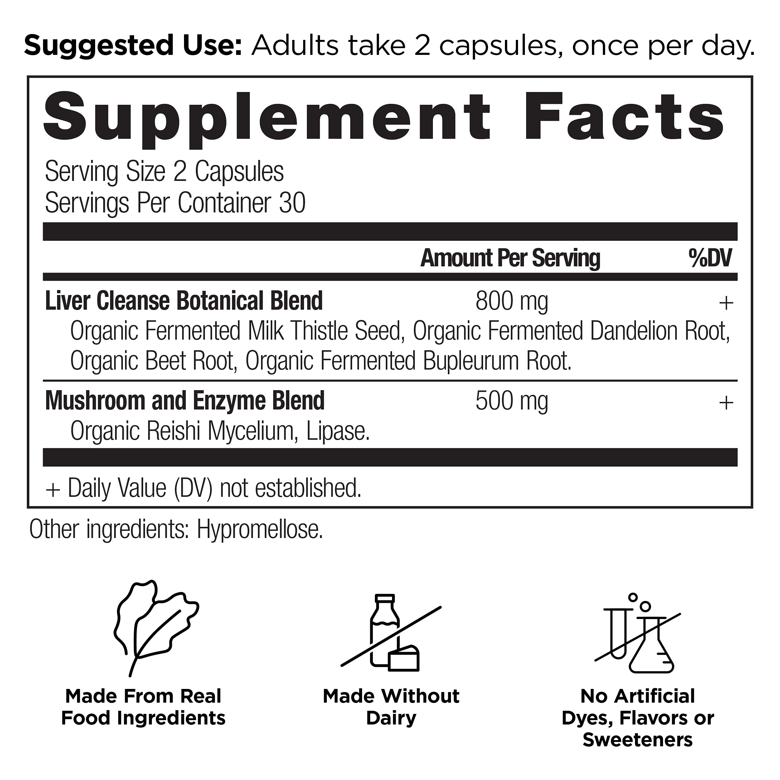 Ancient Nutrition Liver Cleanse – étiquette lisible affichant les ingrédients clés
