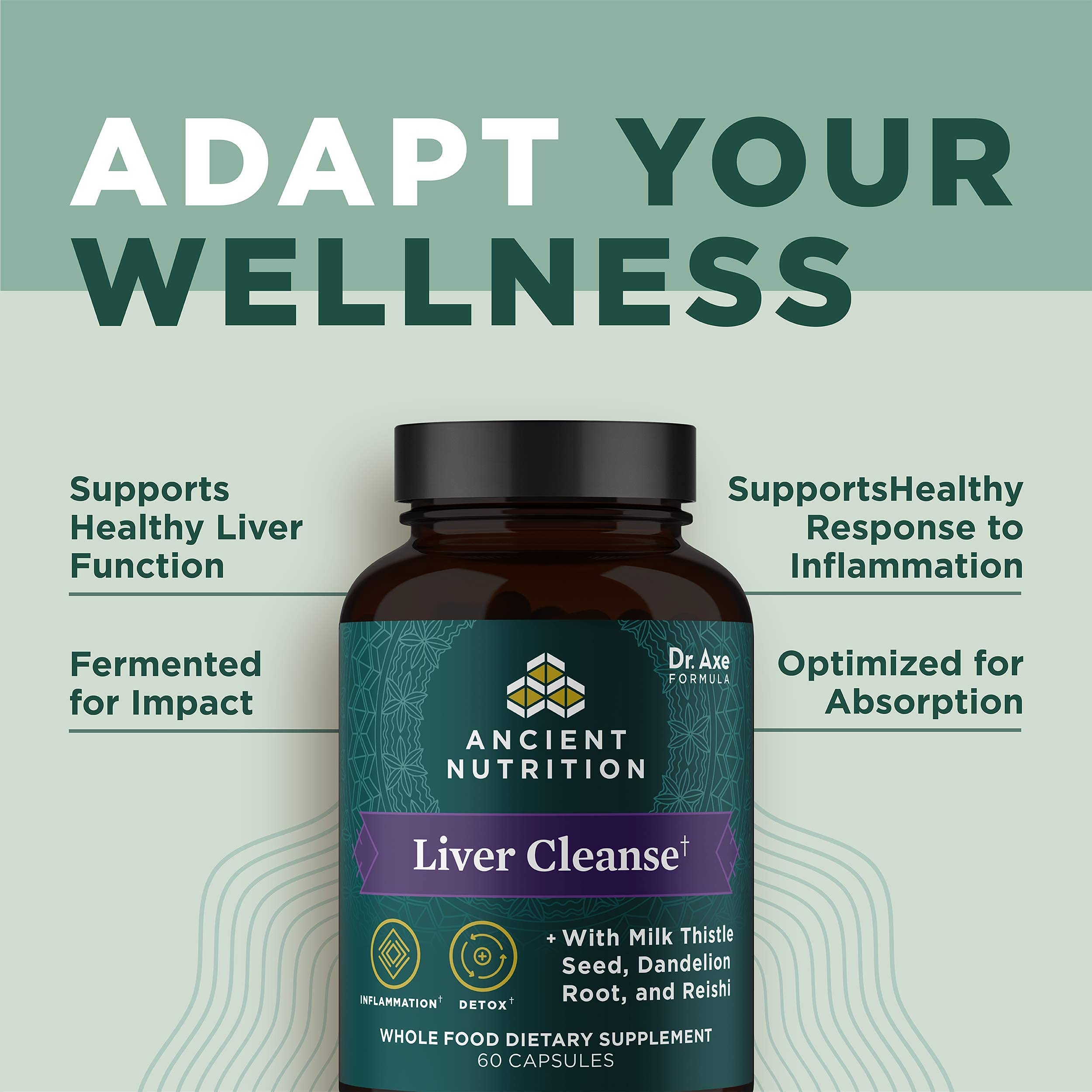 Ancient Nutrition Liver Cleanse – gélules avec eau, utilisation quotidienne possible