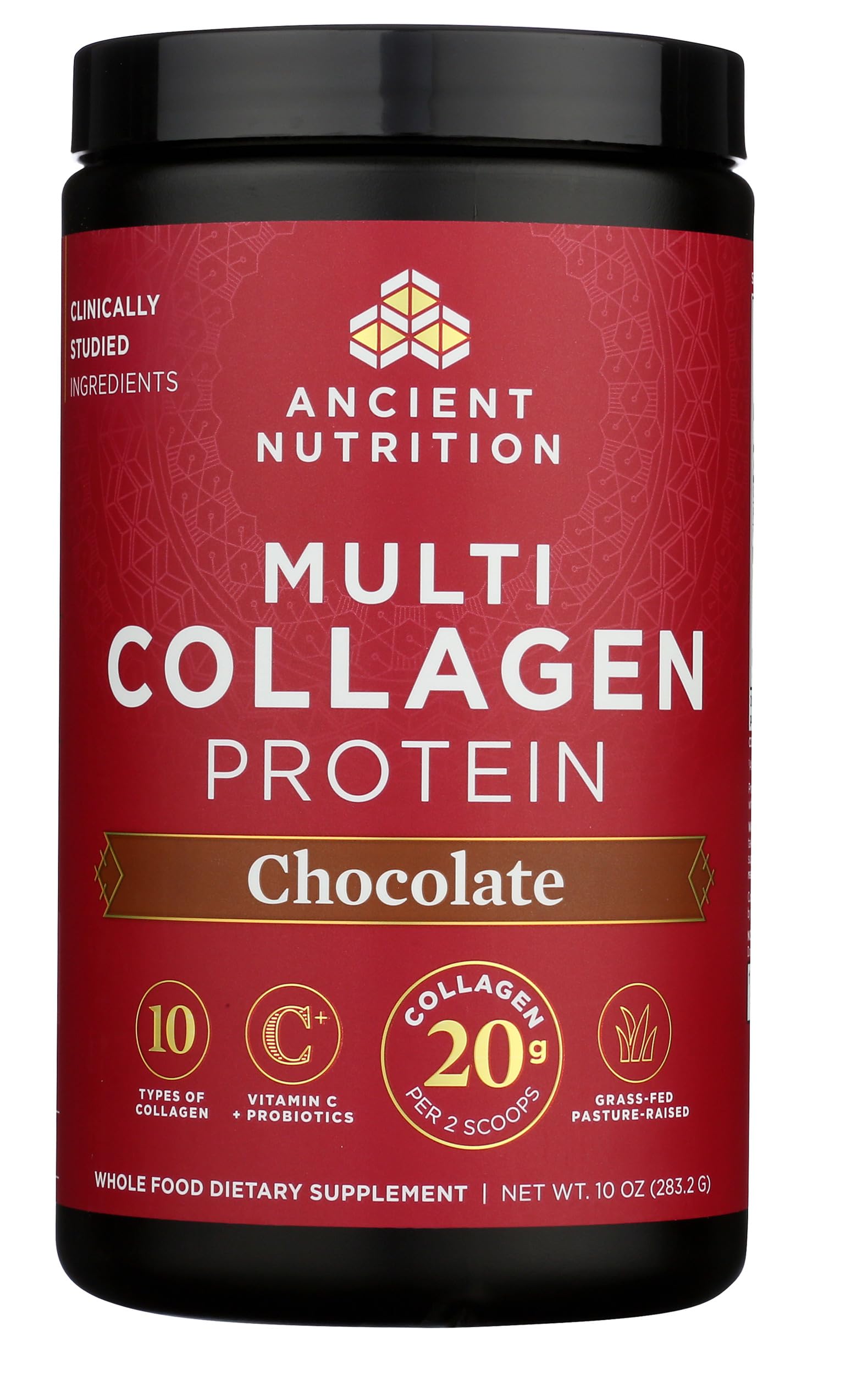 Ancient Nutrition Poudre de collagène chocolat – boisson prête à déguster, soutien potentiel peau et cheveux