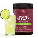 Ancient Nutrition Multi-Collagen Protéine Concombre Citron Vert dans un pot, soutien potentiel à la peau.