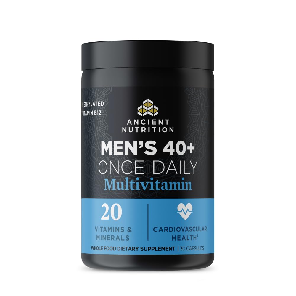 Ancient Nutrition Multivitamine pour homme 40+ – bouteille, présentation du produit et accessibilité.