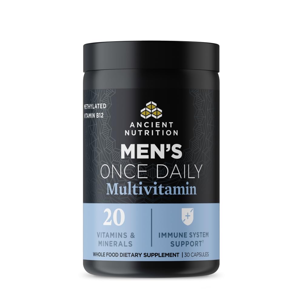 Ancient Nutrition Multivitamine Homme — bouteille ouverte, soutien quotidien et énergie.