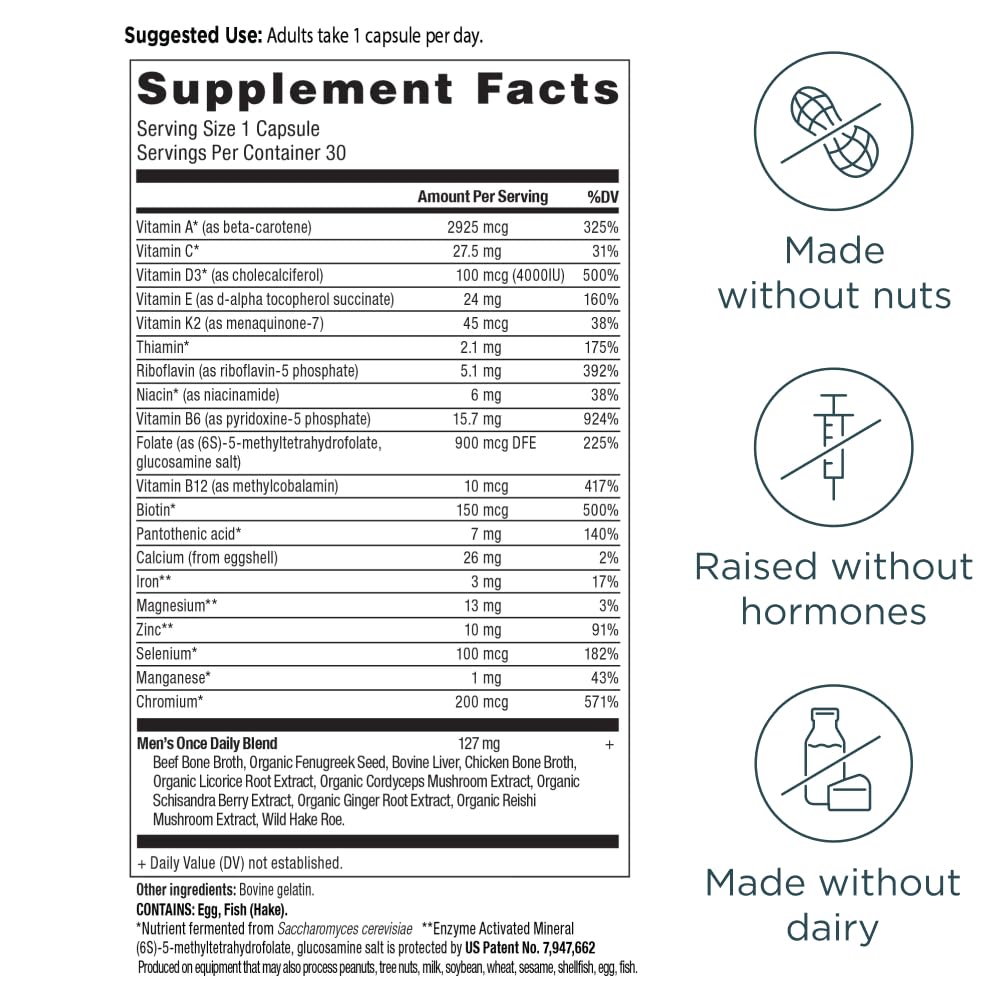 Ancient Nutrition Multivitamine Homme — étiquette détaillée et informations claires.