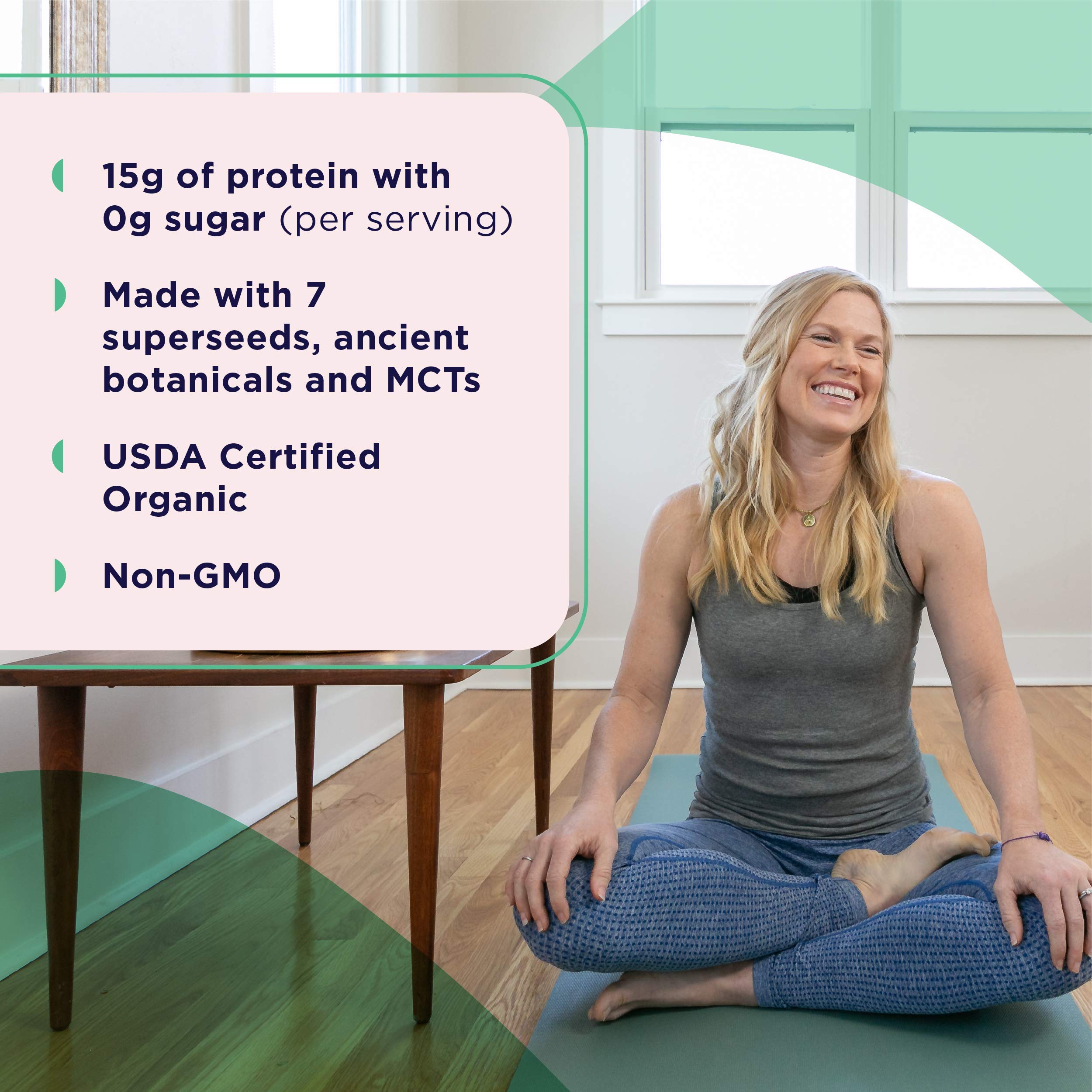 Pot bio vegan Ancient Nutrition avec étiquette sans gluten et sans sucre.