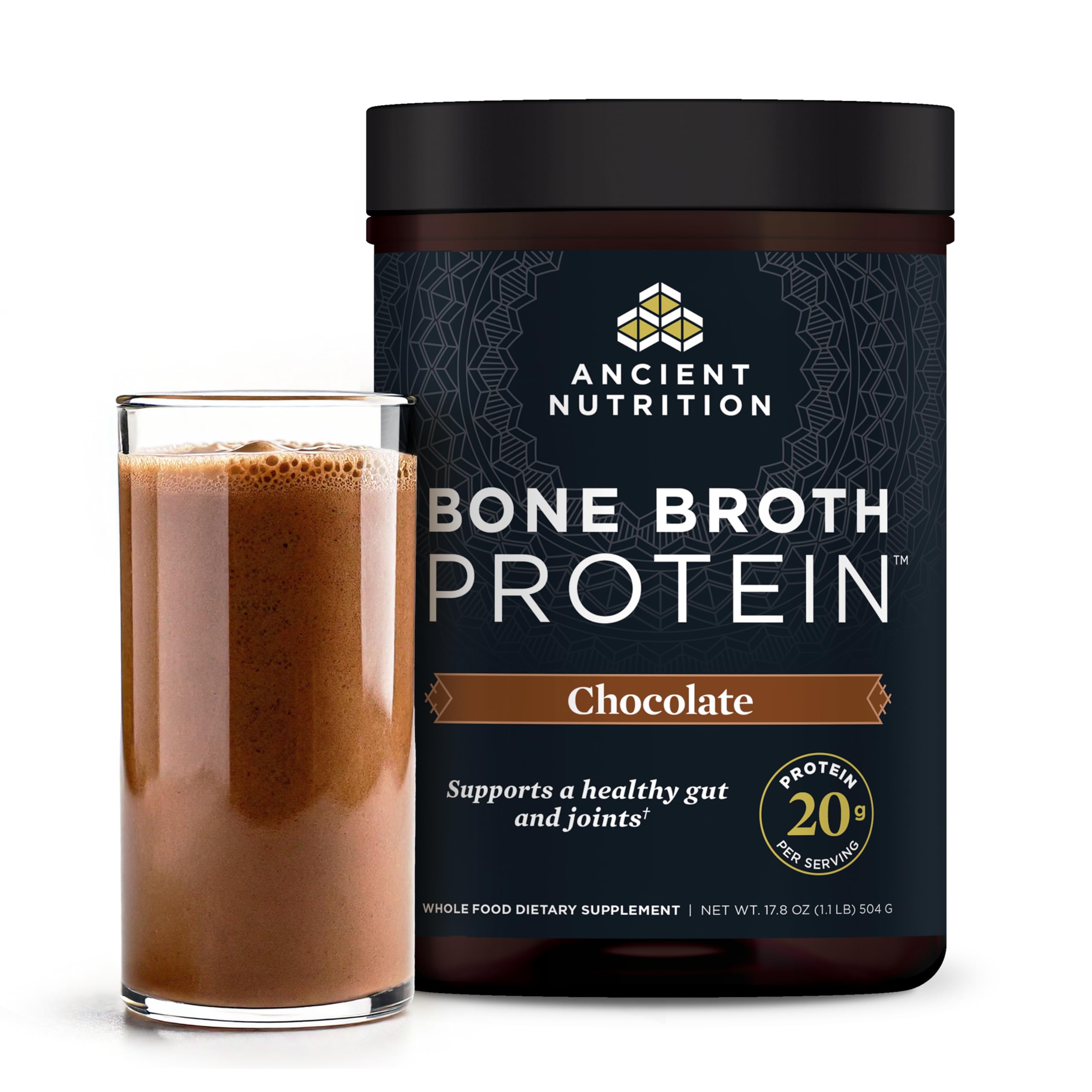 Ancient Nutrition Poudre Bouillon Os Chocolat – texture riche et mélange protéiné