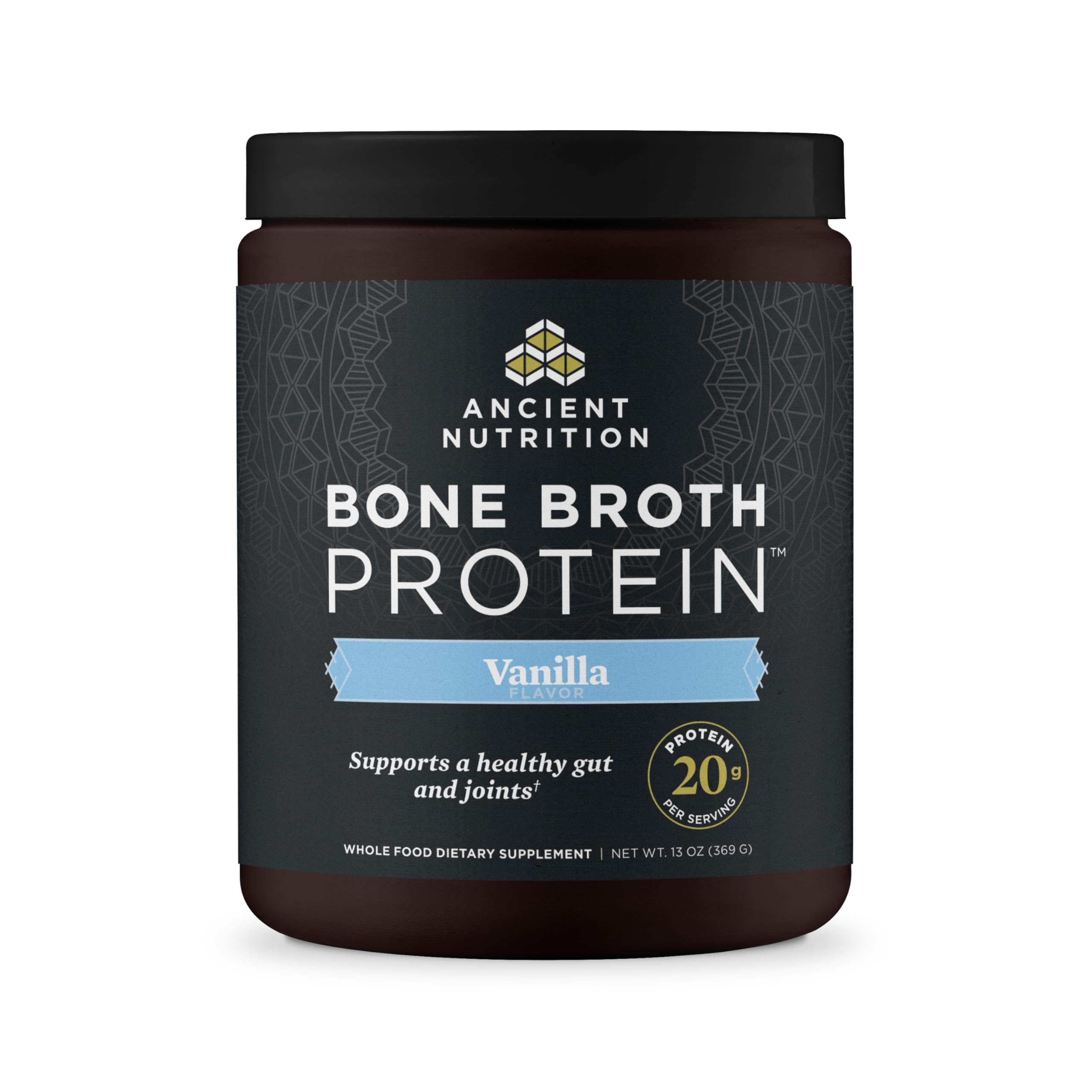 Ancient Nutrition poudre bouillon os vanille, protéine pratique pour smoothies.