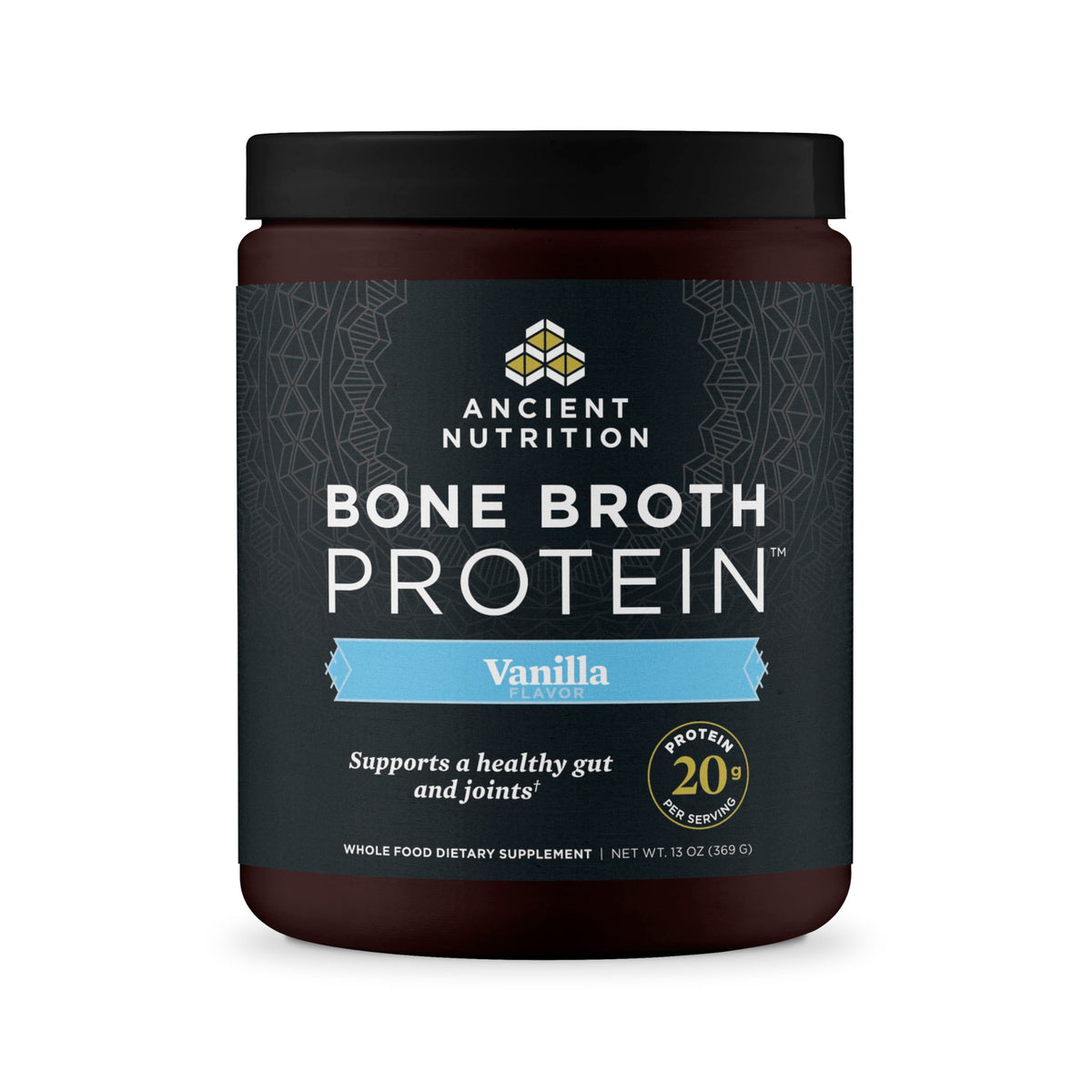 Ancient Nutrition poudre bouillon os vanille, protéine pratique pour smoothies.