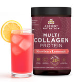 Ancient Nutrition Poudre-collagene-multi-frais-citron, texture legere pour boissons quotidiennes.