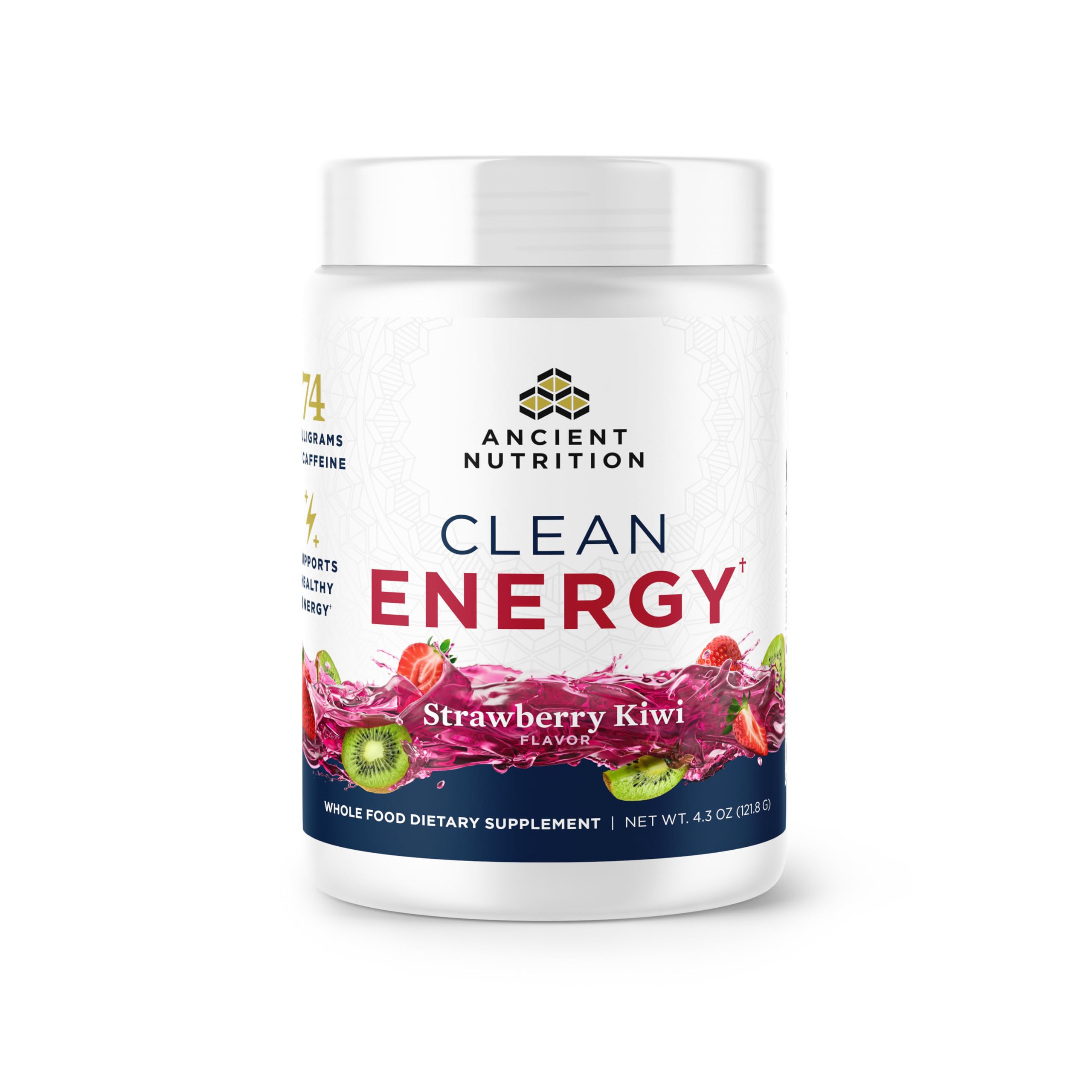 Ancient Nutrition Poudre énergie fraise kiwi pour démarrer la journée.