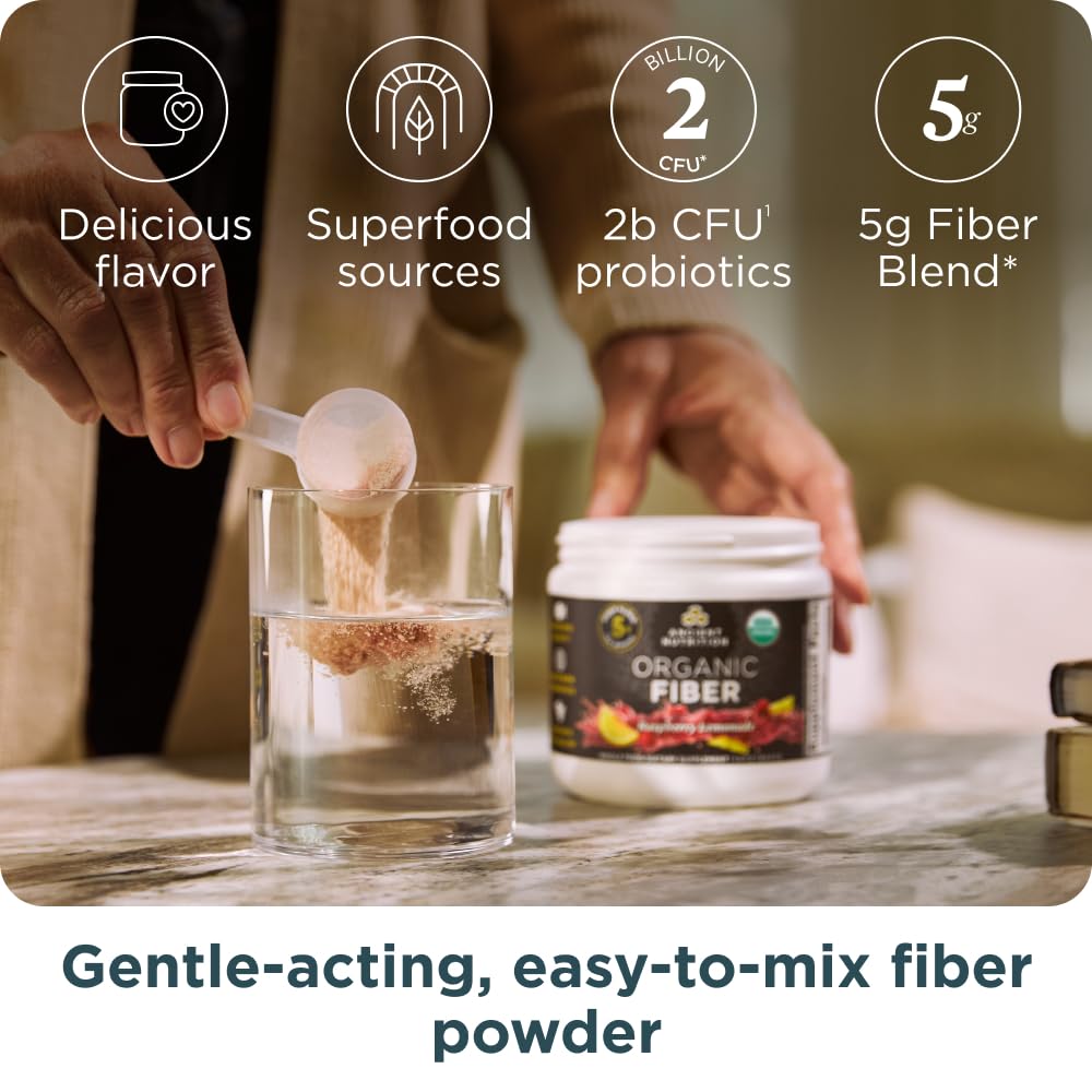 Ancient Nutrition Poudre fibre biologique framboise-citronnade boisson prête à consommer rapidement