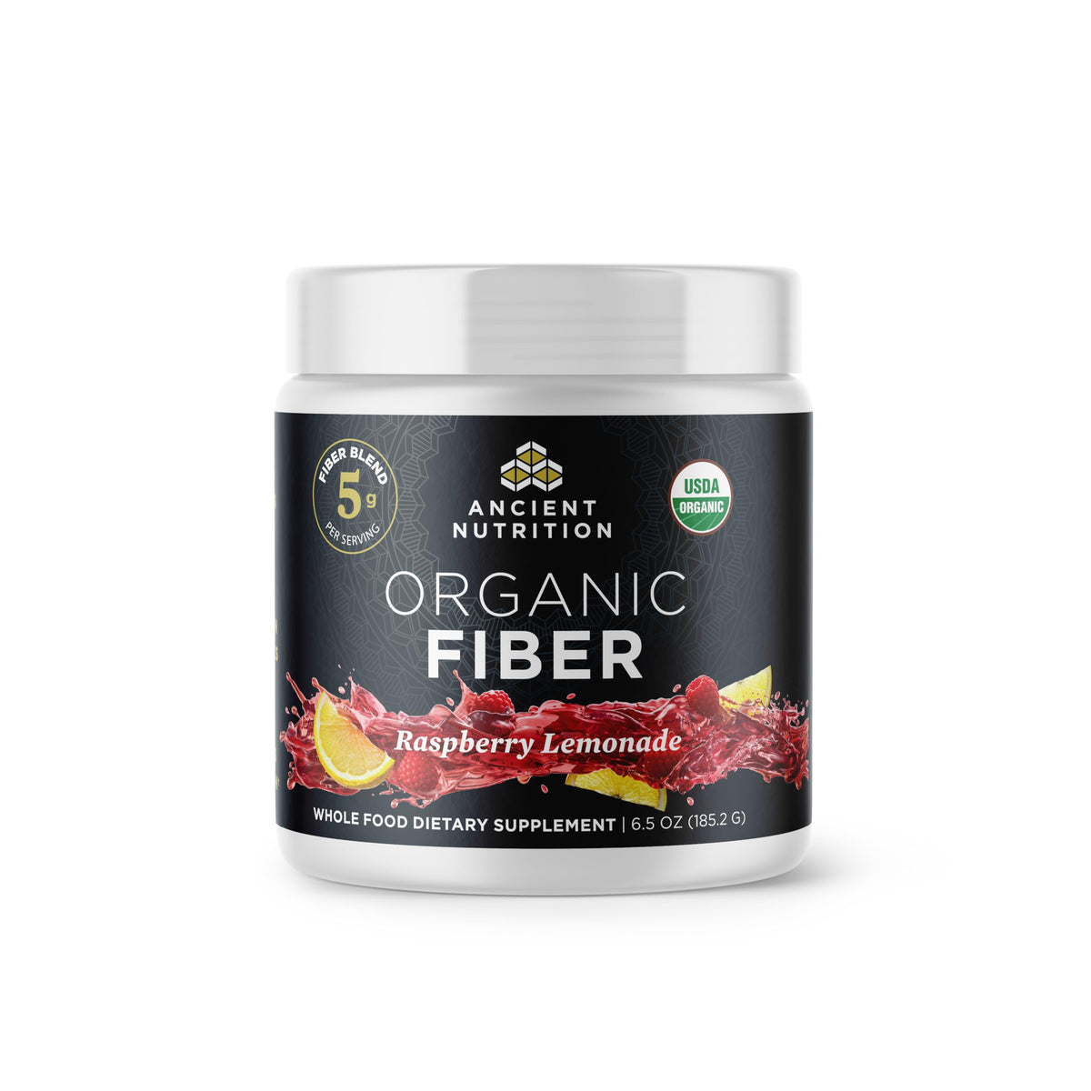 Ancient Nutrition Poudre fibre biologique framboise-citronnade emballage pratique et facile à ranger
