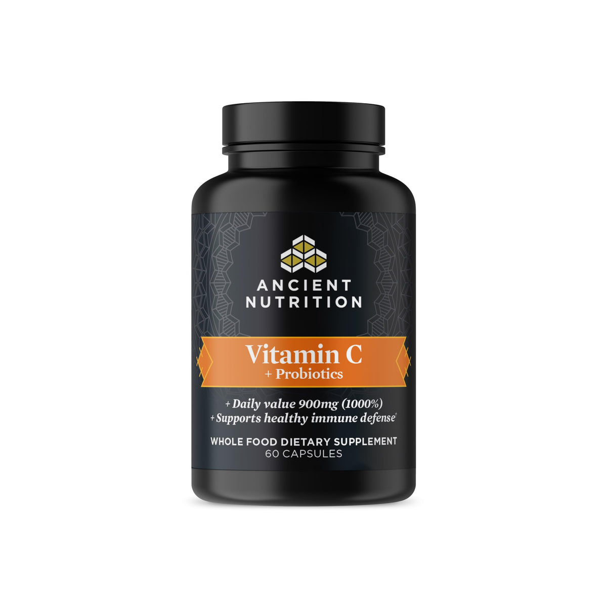 Ancient Nutrition Probiotics et Vitamin C – bouteille suggérant une routine immunitaire potentielle.