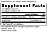 Ancient Nutrition Probiotics et Vitamin C – etiquette montrant les informations et biodisponibilité.