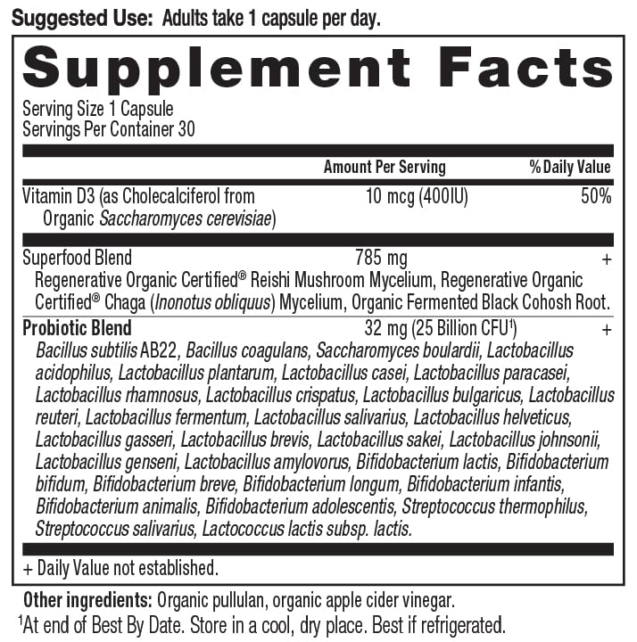 Ancient Nutrition Probiotiques Femme50 – etiquette lisible et informations qualité