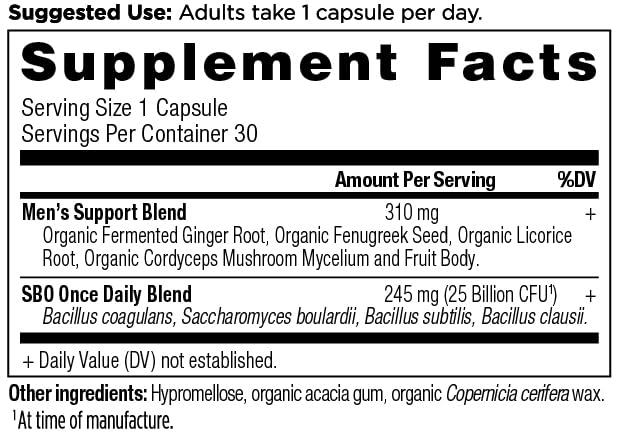 Ancient Nutrition Probiotiques pour Hommes – gelules prêtes à l’emploi dans le flacon.