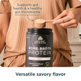 Ancient Nutrition protéine de bouillon d’os concentré poulet, source pratique de protéines.