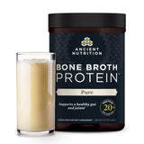 Ancient Nutrition protéine de bouillon d’os vanille, bouteille, parfaite pour smoothies riches en protéines.