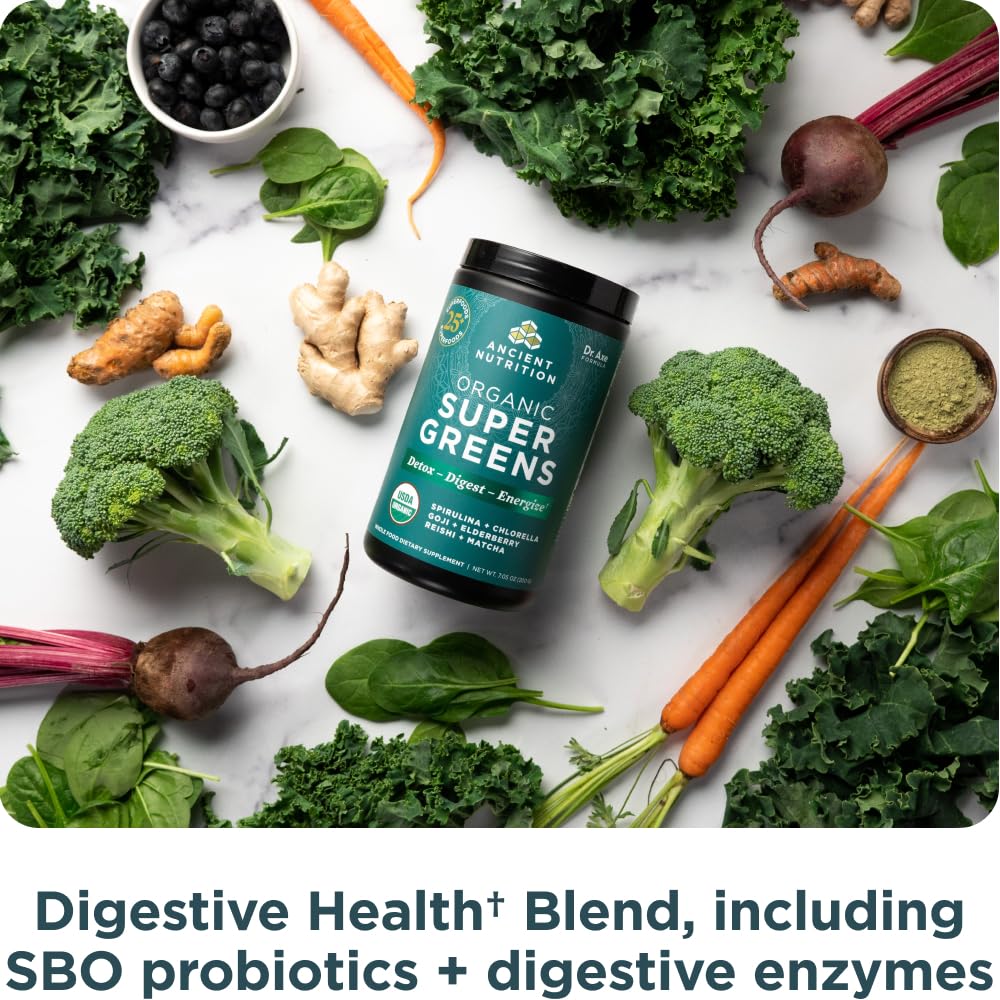 Ancient Nutrition Super Greens – matcha pour énergie et concentration