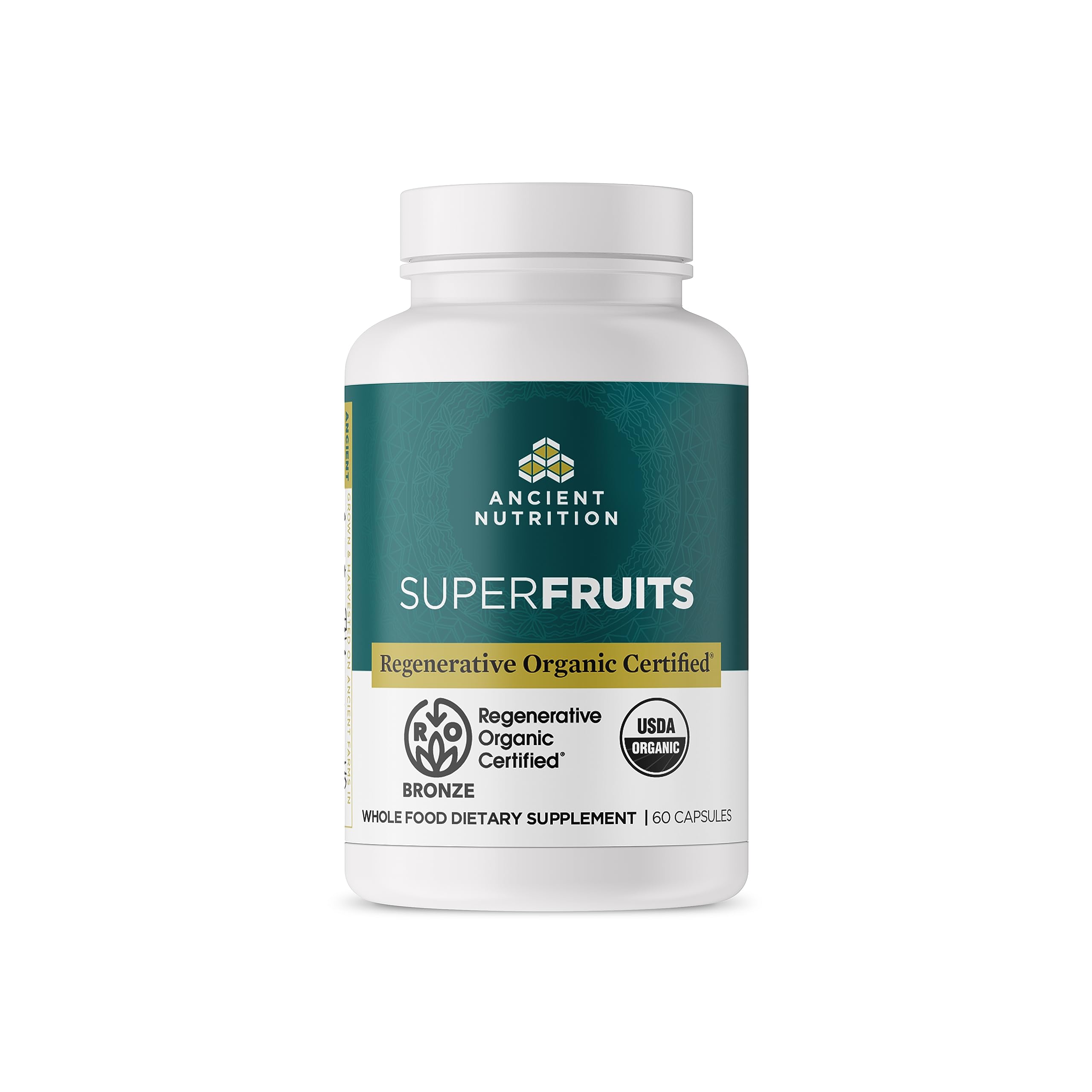 Ancient Nutrition Superfruits Capsules – bouteille prête à l’emploi pour votre routine.