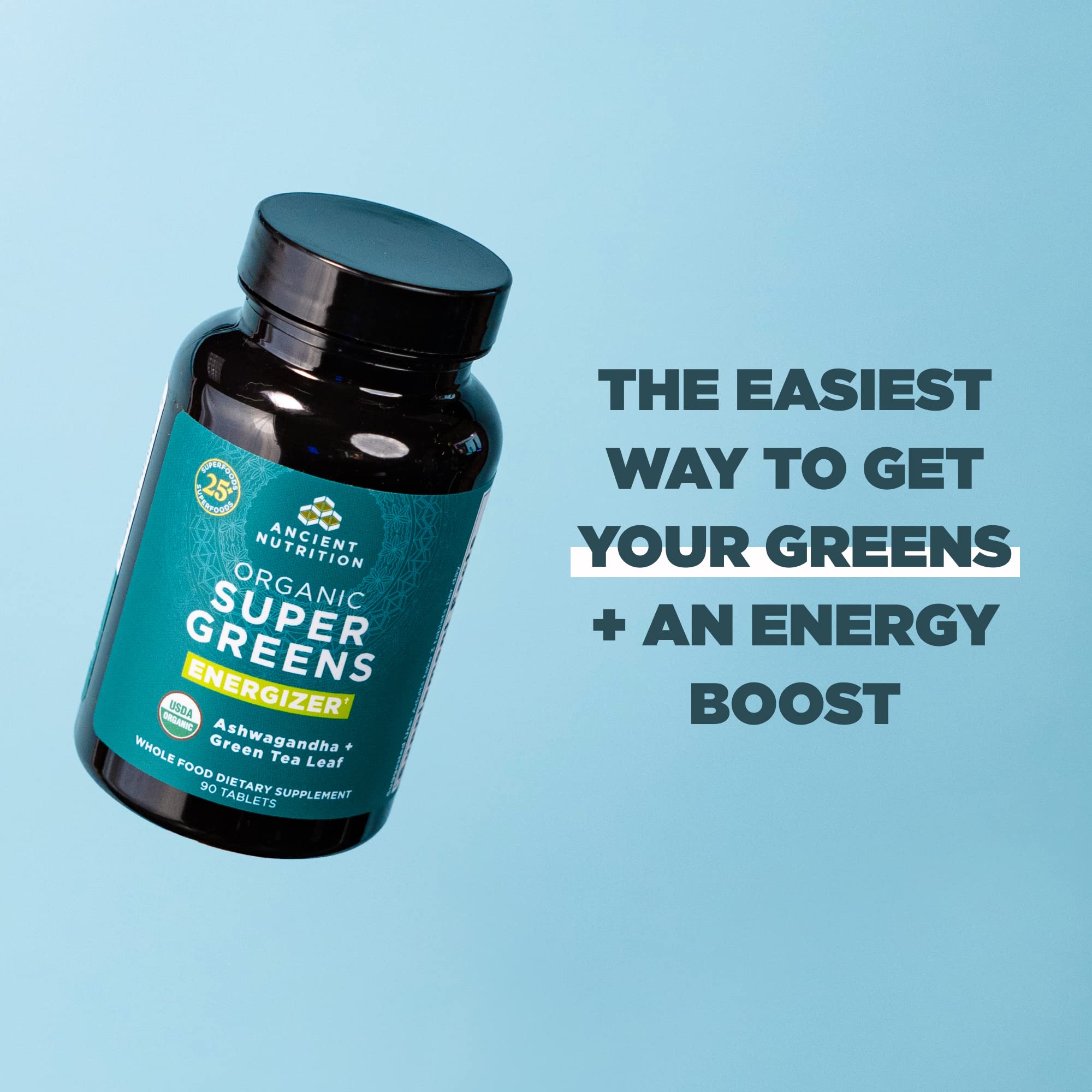 Ancient Nutrition Supergreens, énergie durable au travail