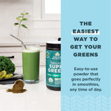 Ancient Nutrition SuperGreens préparation rapide dans eau ou smoothie, intégration facile.