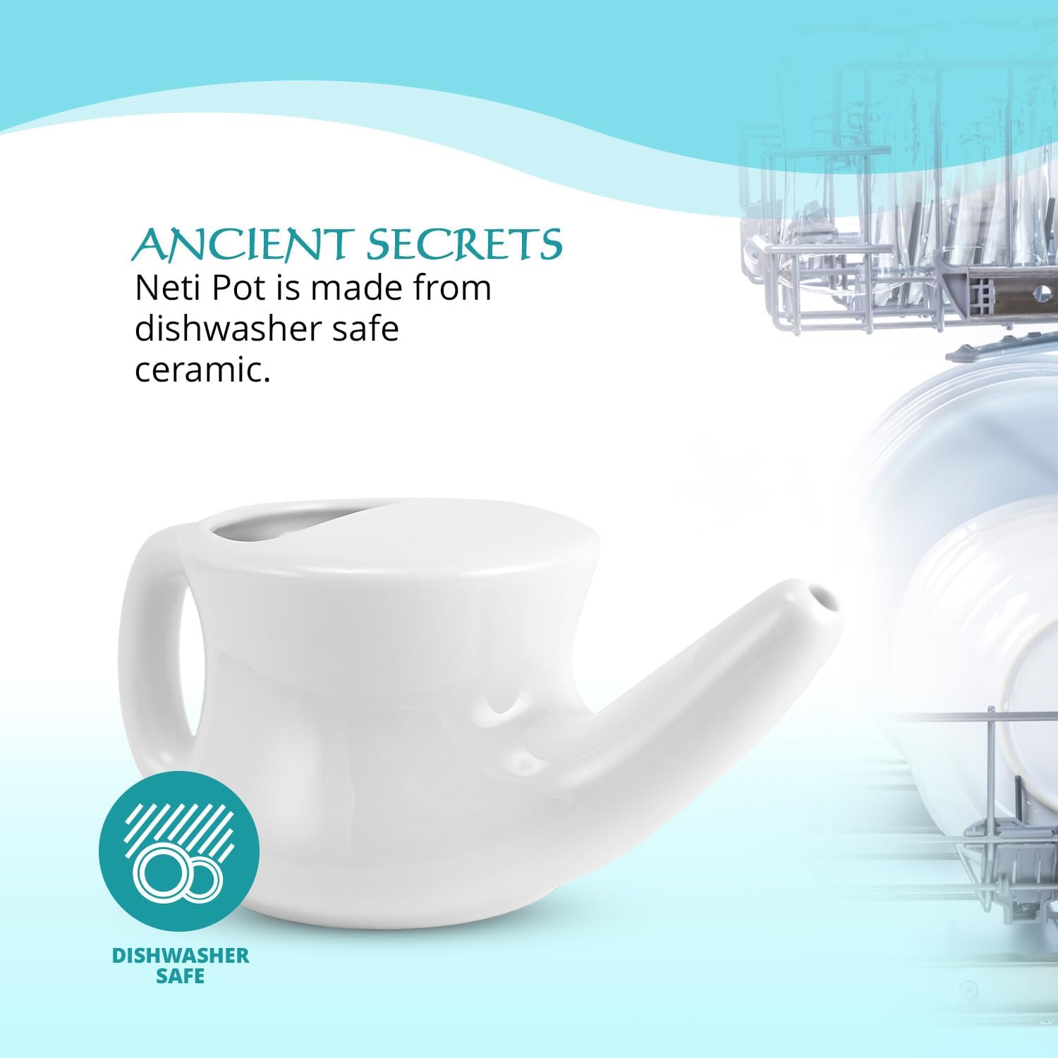 ANCIENT SECRETS Neti Pot glacage alimentaire sans plomb.