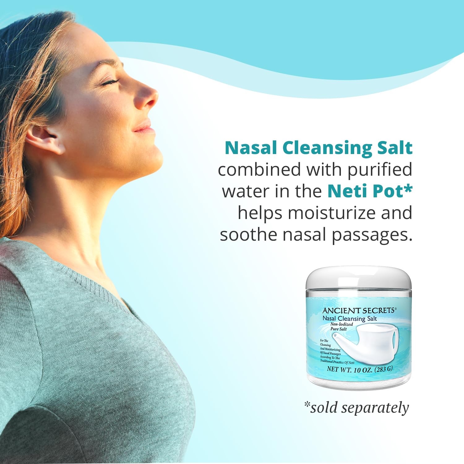 ANCIENT SECRETS Sel Neti sel USP-grade: pureté assurée pour les rinçages.