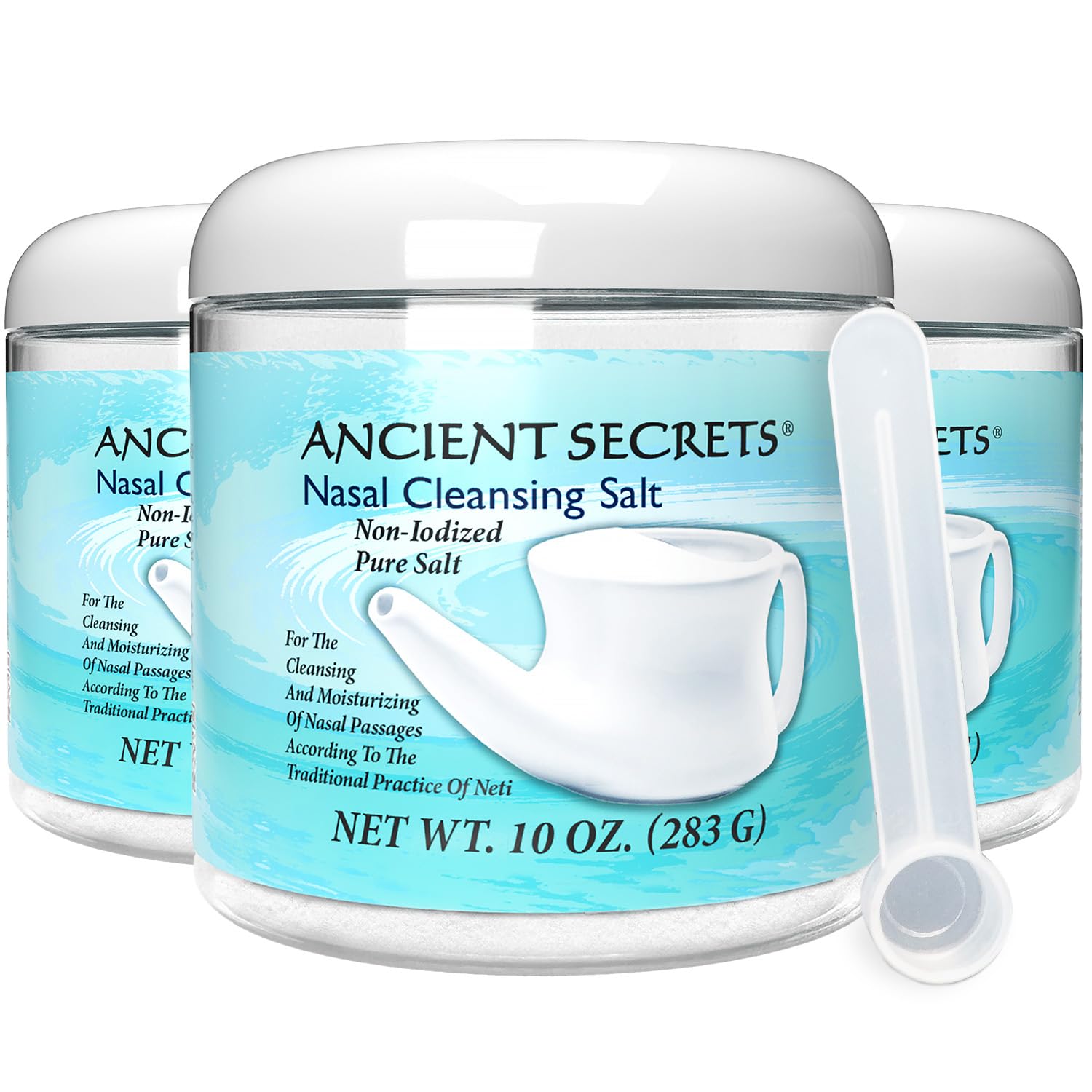 Ancient Secrets sel Pot Neti Usage pratique pour nettoyer les voies nasales