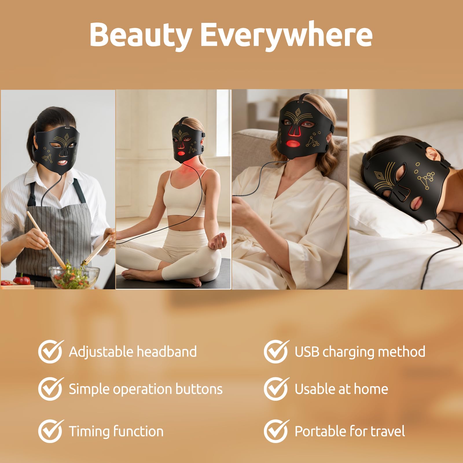 Andalusite masque-bande-reglable-visage maintien sûr
