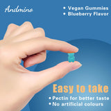 andmino Daytime Cortisol Gummies – emballage pratique et absence de gluten et allergènes.