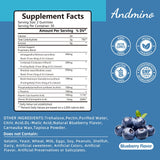 andmino Daytime Cortisol Gummies – gommes bleues, texture végétale et concentration.