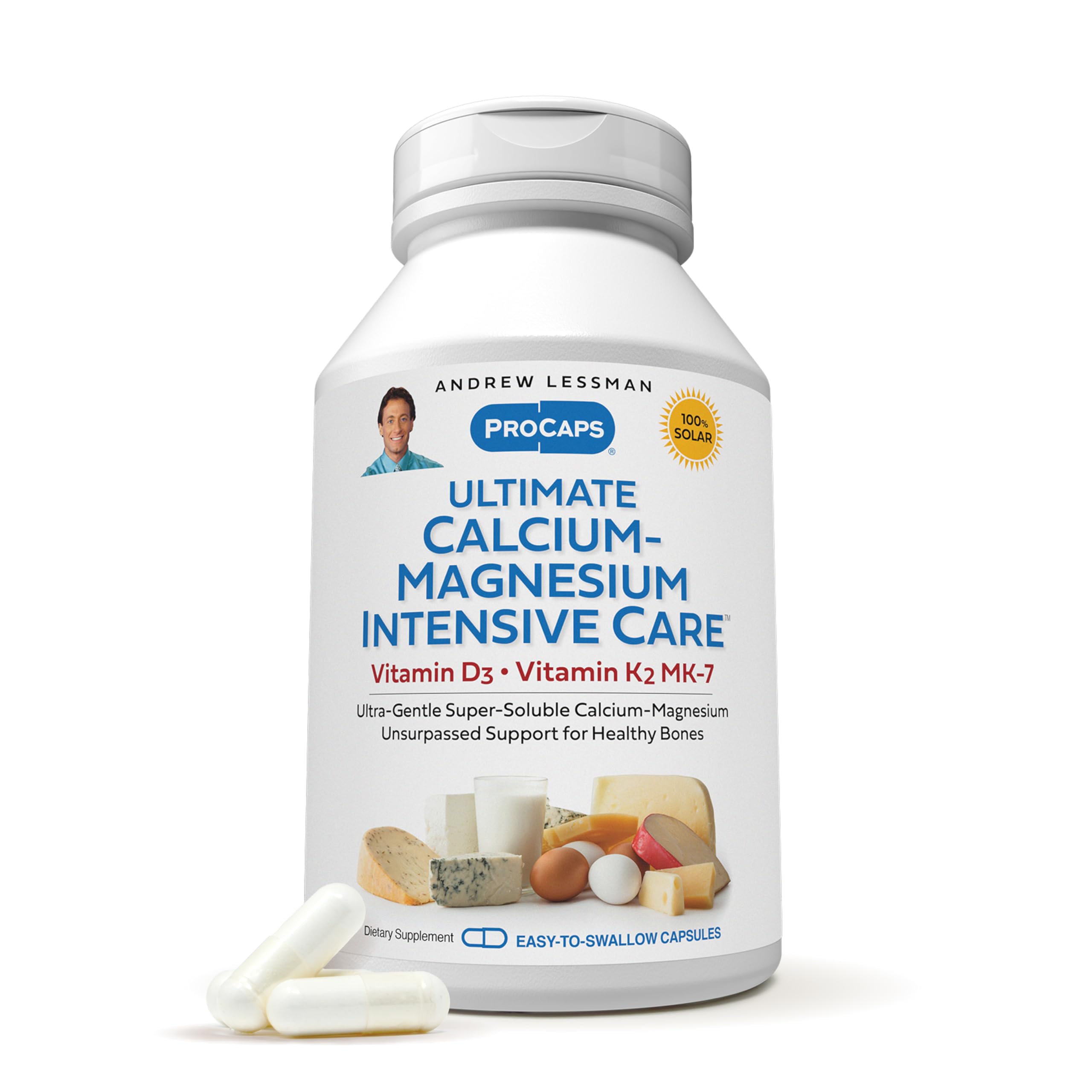 ANDREW LESSMAN calcium-magnésium ultra-soluble, capsules faciles à avaler pour absorption rapide.