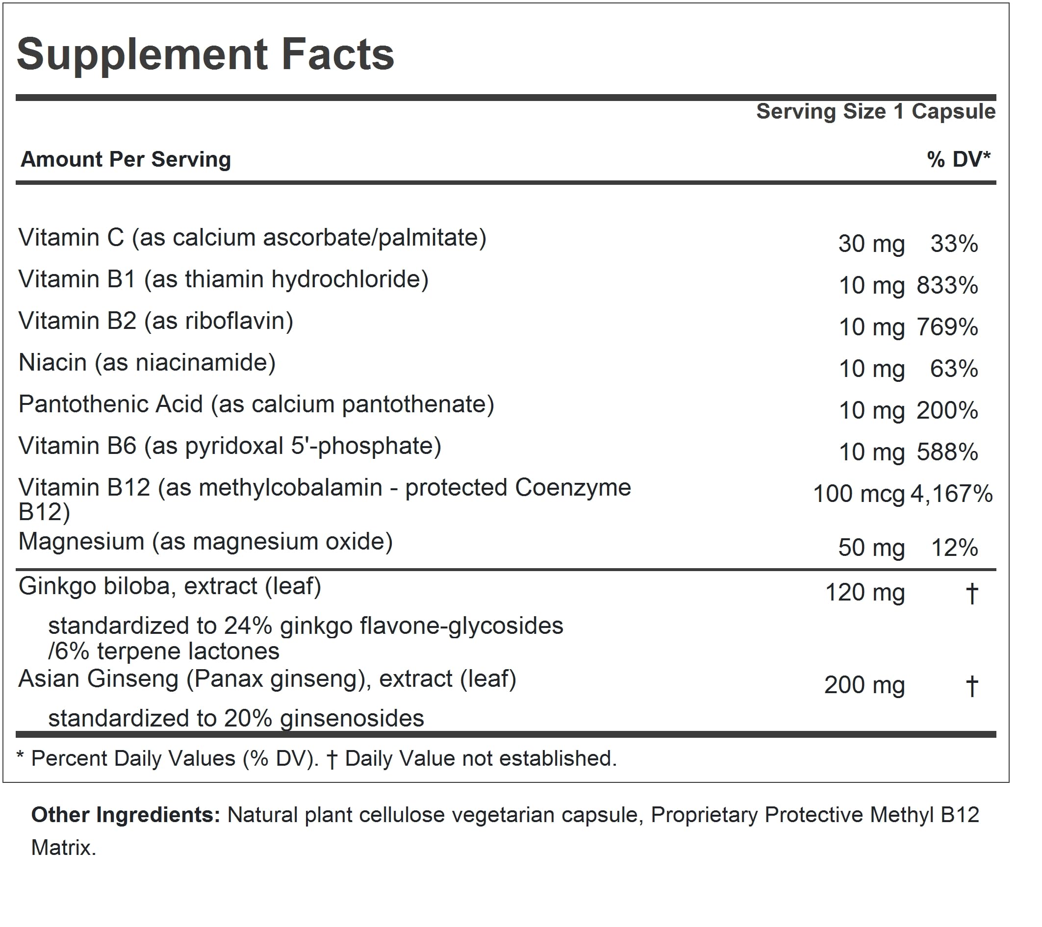Capsules Andrew Lessman Ginkgo 120 Plus Ginseng 200mg, présentation pratique pour soutien de concentration et énergie.