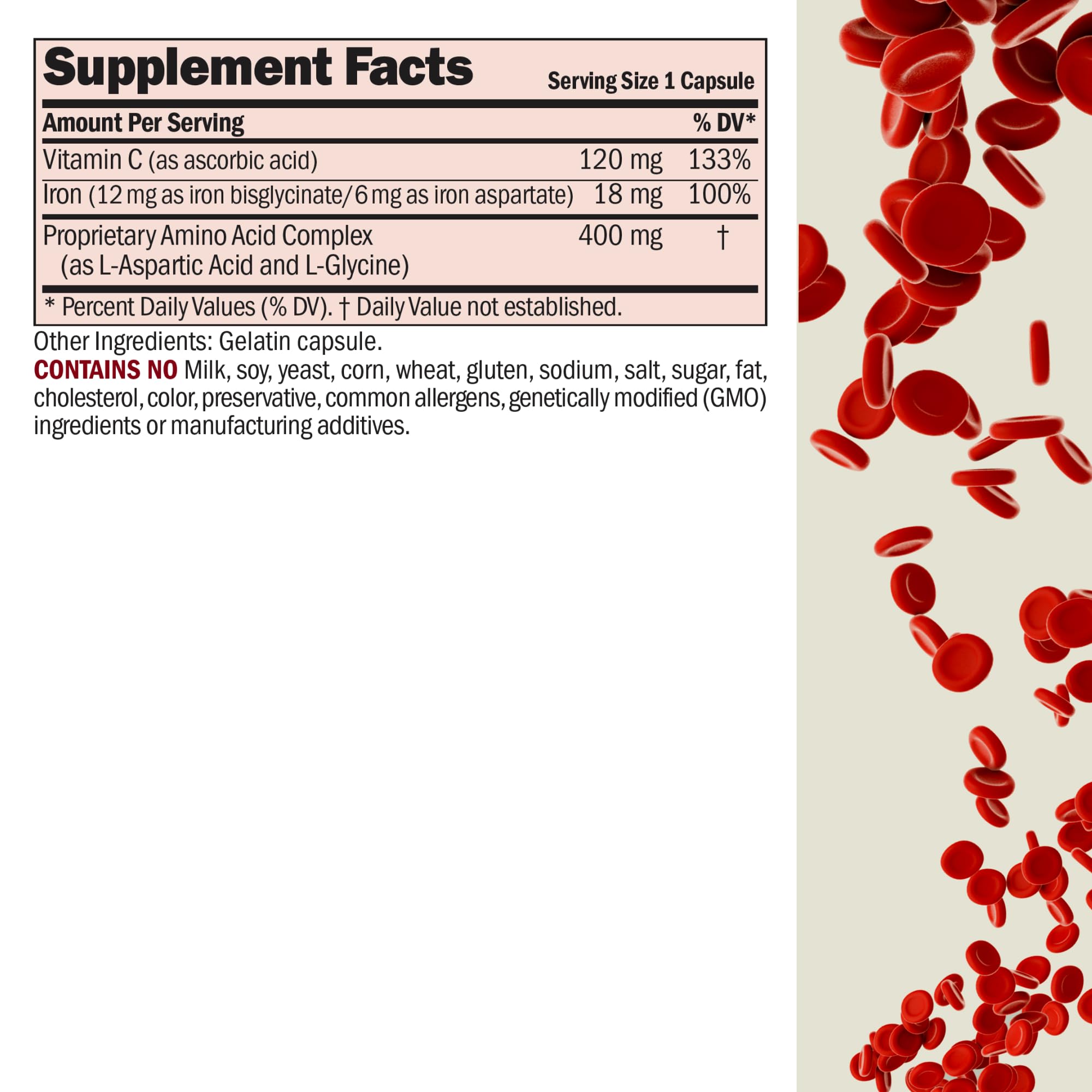 Capsules ANDREW LESSMAN Iron Plus - composants actifs favorisant labsorption.