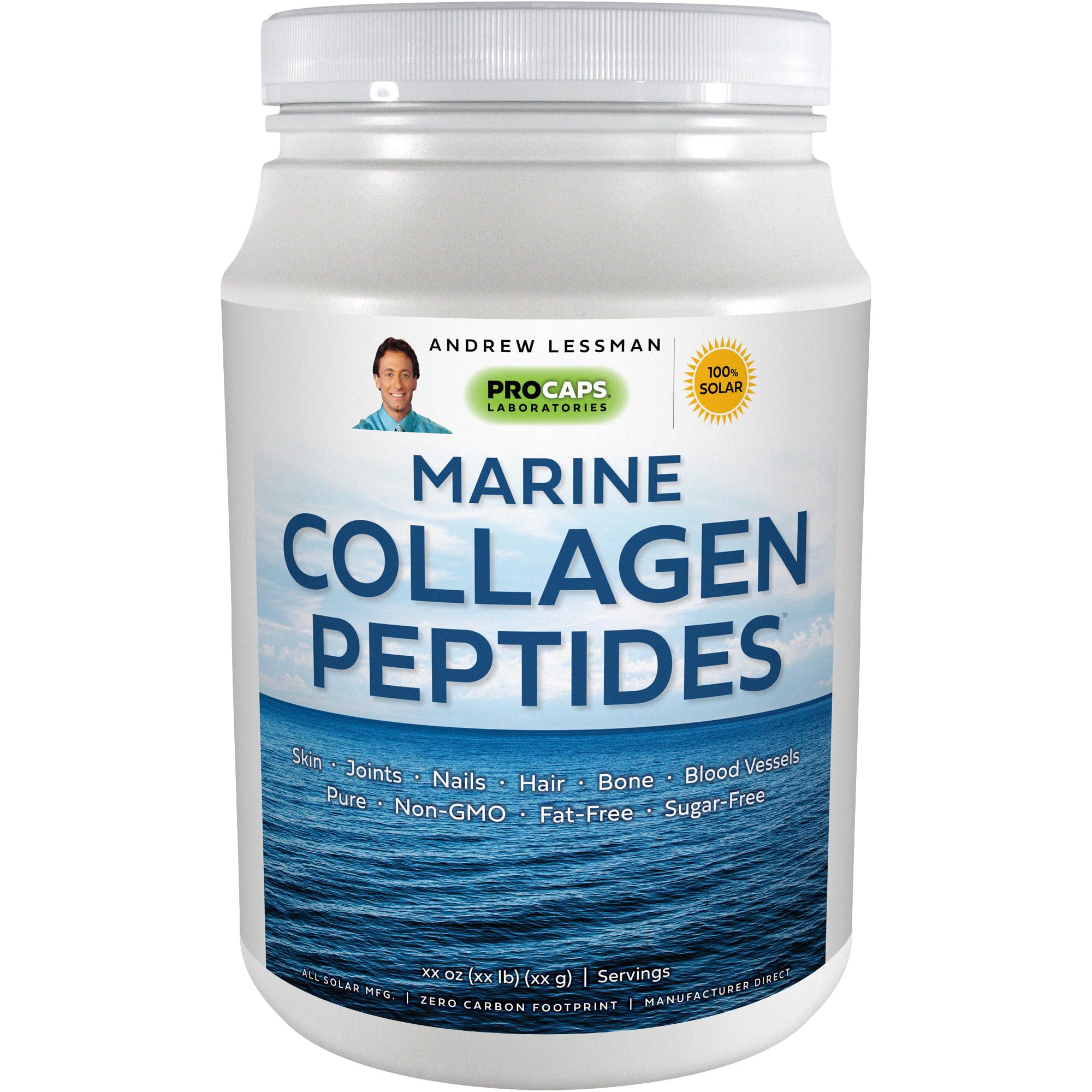 ANDREW LESSMAN Marine Collagen Peptides : bouteille élégante, soutien potentiel à la peau et aux articulations