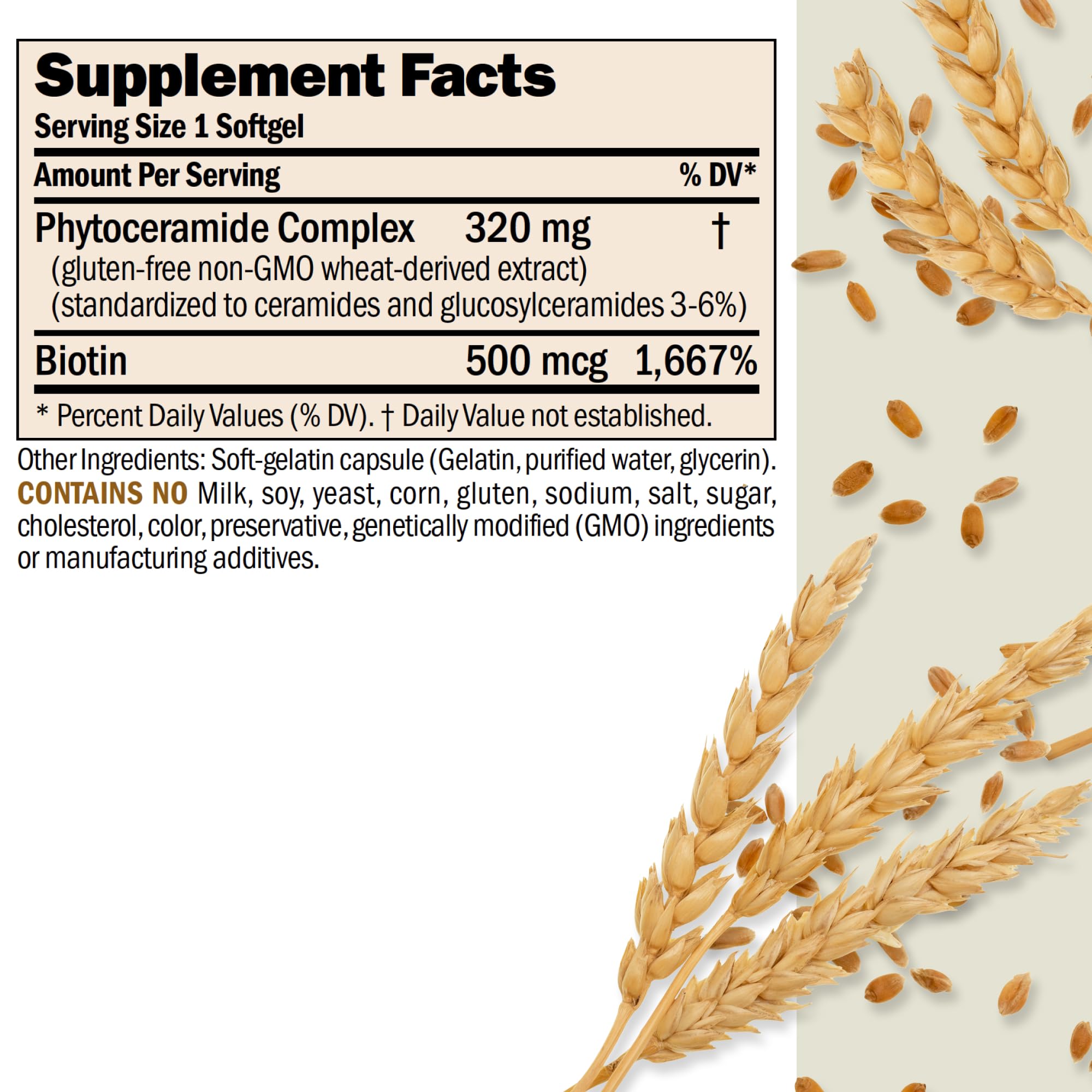 ANDREW LESSMAN Phytoceramides Biotin - emballage-carton: formule sans lactose et sans gluten.