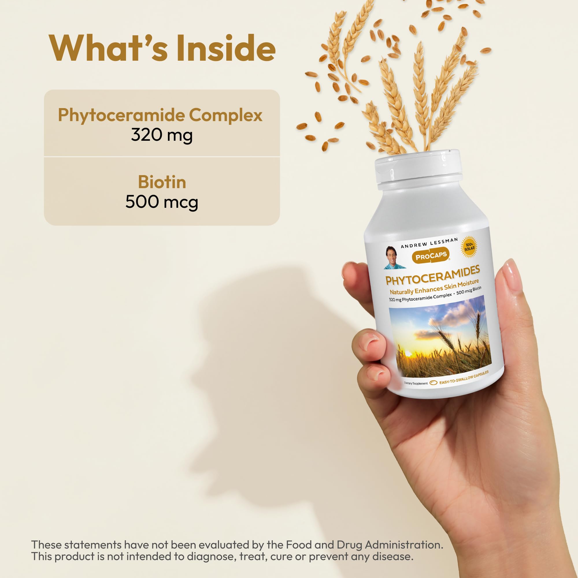ANDREW LESSMAN Phytoceramides Biotin - etiquette-produit: concentration élevée de phytoceramides et biotine.