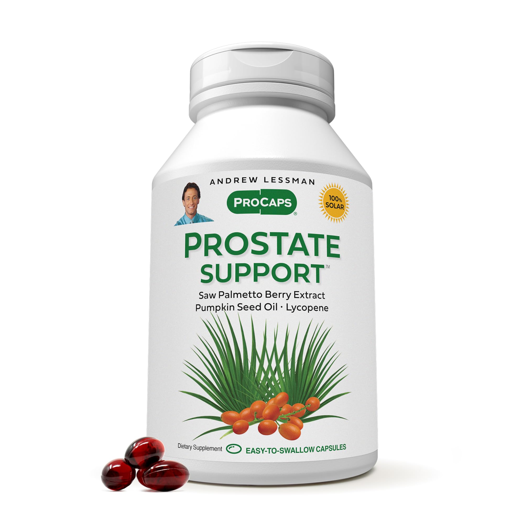 Gélules molles Andrew Lessman Prostate dans flacon, soutien potentiel à la fonction urinaire