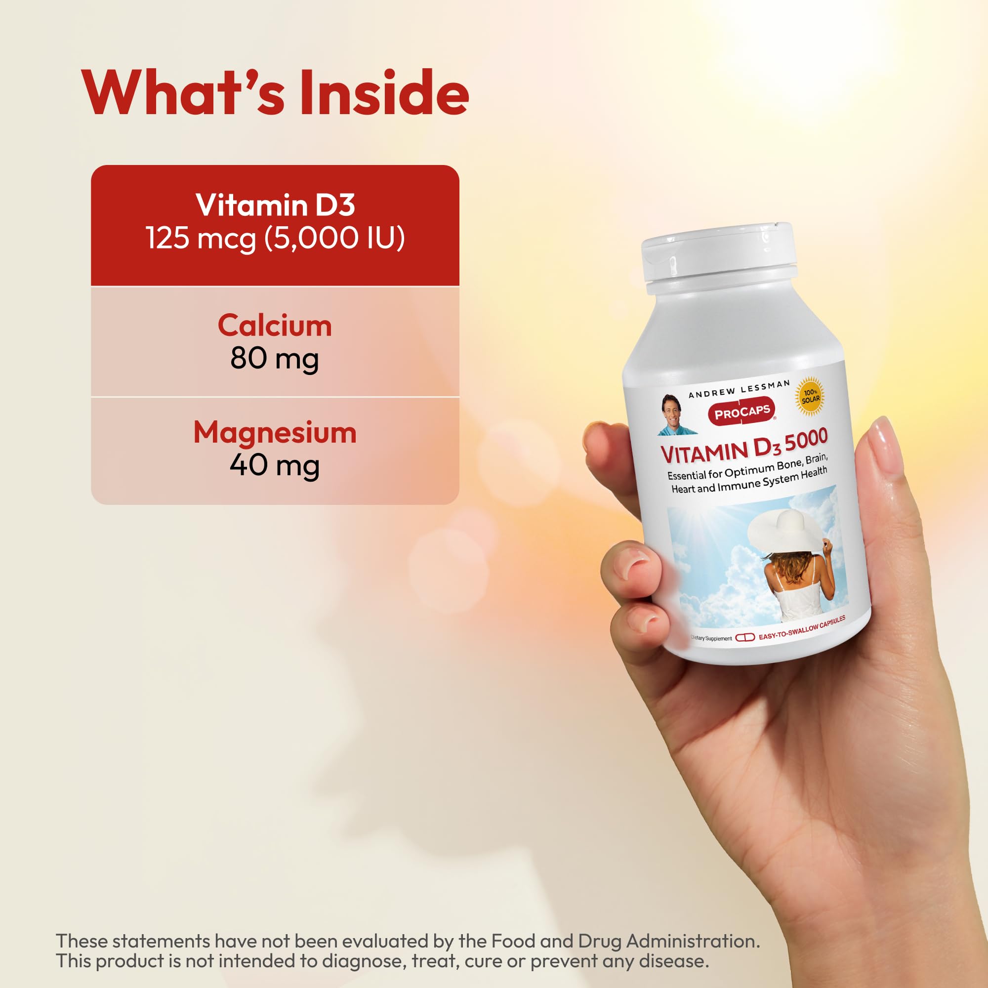 boîte Andrew Lessman vitamine D3 5000 UI avec étiquette détaillée