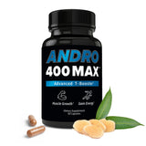 Andro400 Max : bouteille de capsules pour soutenir la vitalité masculine.